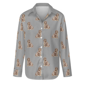 Watercolor Liver Tan Cocker Spaniels Women's Shirt-Apparel-Apparel, Cocker Spaniel, Dog Mom Gifts, Shirt-Parisian Gray-S-36