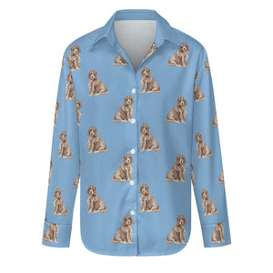 Watercolor Liver Tan Cocker Spaniels Women's Shirt-Apparel-Apparel, Cocker Spaniel, Dog Mom Gifts, Shirt-Sky Blue-S-26