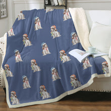 Load image into Gallery viewer, Watercolor Liver White Cocker Spaniels Christmas Blanket - 8 Colors-Blanket-Bedding, Blankets, Christmas, Cocker Spaniel, Home Decor-9