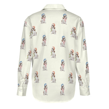 Watercolor Liver White Cocker Spaniels Christmas Women's Shirt-Apparel-Apparel, Christmas, Cocker Spaniel, Dog Mom Gifts, Shirt-15