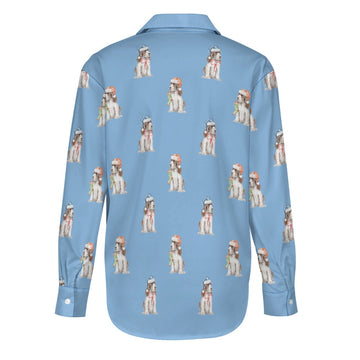 Watercolor Liver White Cocker Spaniels Christmas Women's Shirt-Apparel-Apparel, Christmas, Cocker Spaniel, Dog Mom Gifts, Shirt-24