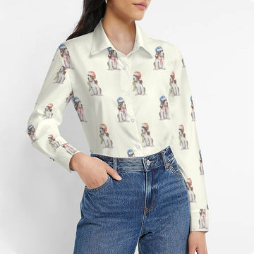 Watercolor Liver White Cocker Spaniels Christmas Women's Shirt-Apparel-Apparel, Christmas, Cocker Spaniel, Dog Mom Gifts, Shirt-2