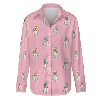 Watercolor Liver White Cocker Spaniels Christmas Women's Shirt-Apparel-Apparel, Christmas, Cocker Spaniel, Dog Mom Gifts, Shirt-Light Pink-S-17