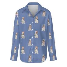 Load image into Gallery viewer, Watercolor Liver White Cocker Spaniels Christmas Women&#39;s Shirt-Apparel-Apparel, Christmas, Cocker Spaniel, Dog Mom Gifts, Shirt-Slate Blue-S-26