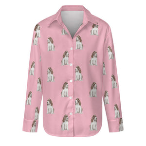 Watercolor Liver White Cocker Spaniels Women's Shirt-Apparel-Apparel, Cocker Spaniel, Dog Mom Gifts, Shirt-Light Pink-S-17