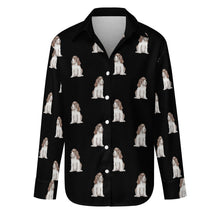 Load image into Gallery viewer, Watercolor Liver White Cocker Spaniels Women&#39;s Shirt-Apparel-Apparel, Cocker Spaniel, Dog Mom Gifts, Shirt-Midnight Black-S-11