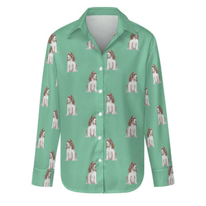 Watercolor Liver White Cocker Spaniels Women's Shirt-Apparel-Apparel, Cocker Spaniel, Dog Mom Gifts, Shirt-Mint Green-S-29