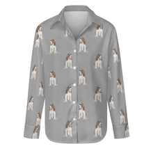 Load image into Gallery viewer, Watercolor Liver White Cocker Spaniels Women&#39;s Shirt-Apparel-Apparel, Cocker Spaniel, Dog Mom Gifts, Shirt-Parisian Gray-S-35