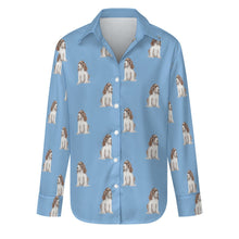 Load image into Gallery viewer, Watercolor Liver White Cocker Spaniels Women&#39;s Shirt-Apparel-Apparel, Cocker Spaniel, Dog Mom Gifts, Shirt-Sky Blue-S-23