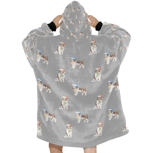 Watercolor Liver White Springer Spaniel Christmas Blanket Hoodie-Blanket-Apparel, Blanket Hoodie, Blankets, Christmas, Dog Mom Gifts, English Springer Spaniel-36