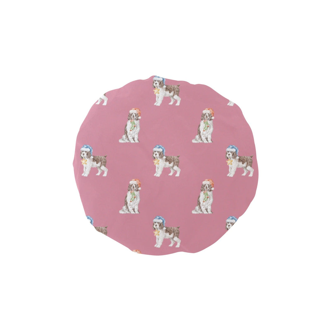 Watercolor Liver White Springer Spaniel Christmas Elastic Reusable Shower Caps-Accessories-Accessories, Christmas, Dog Mom Gifts, English Springer Spaniel-PaleVioletRed-ONE SIZE-5
