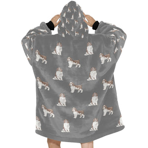 Watercolor Liver White Springer Spaniels Blanket Hoodie-Blanket-Apparel, Blanket Hoodie, Blankets, Dog Mom Gifts, English Springer Spaniel-28