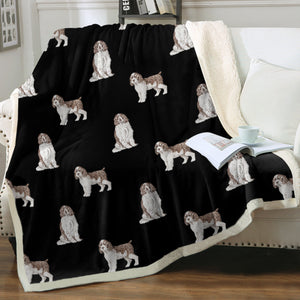 Watercolor Liver White Springer Spaniels Fleece Blanket - 8 Colors-Blanket-Bedding, Blankets, English Springer Spaniel, Home Decor-22