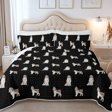 Watercolor Liver White Springer Spaniels Quilted Bedding Set-Bedding-Bedding,Blankets,Christmas,Home Decor-10