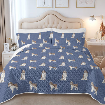 Watercolor Liver White Springer Spaniels Quilted Bedding Set-Bedding-Bedding,Blankets,Christmas,Home Decor-12