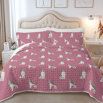 Watercolor Liver White Springer Spaniels Quilted Bedding Set-Bedding-Bedding,Blankets,Christmas,Home Decor-13