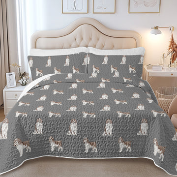 Watercolor Liver White Springer Spaniels Quilted Bedding Set-Bedding-Bedding,Blankets,Christmas,Home Decor-14