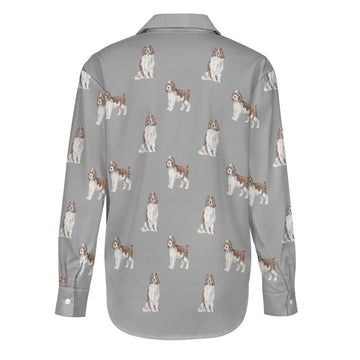 Watercolor Liver White Springer Spaniels Women's Shirt-Apparel-Apparel, Dog Mom Gifts, English Springer Spaniel, Shirt-40