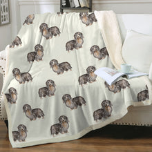 Load image into Gallery viewer, Watercolor Long Haired Black Cream Dachshunds Blanket - 8 Colors-Blanket-Bedding, Blankets, Dachshund, Home Decor-8