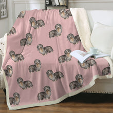 Load image into Gallery viewer, Watercolor Long Haired Black Cream Dachshunds Blanket - 8 Colors-Blanket-Bedding, Blankets, Dachshund, Home Decor-13