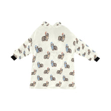 Load image into Gallery viewer, Watercolor Long Haired Black Cream Dachshunds Christmas Blanket Hoodie-Blanket-Apparel, Blanket Hoodie, Blankets, Christmas, Dachshund, Dog Mom Gifts-Ivory9-ONE SIZE-1