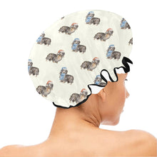 Load image into Gallery viewer, Watercolor Long Haired Black Cream Dachshunds Christmas Elastic Reusable Shower Caps-Accessories-Accessories, Christmas, Dachshund, Dog Mom Gifts-3