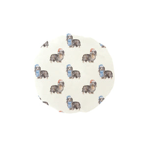 Watercolor Long Haired Black Cream Dachshunds Christmas Elastic Reusable Shower Caps-Accessories-Accessories, Christmas, Dachshund, Dog Mom Gifts-Ivory6-ONE SIZE-1