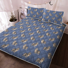 Load image into Gallery viewer, Watercolor Long Haired Black Cream Dachshunds Quilted Bedding Set-Bedding-Bedding, Blankets, Dachshund, Home Decor-Cornflower Blue-With Matching Pillowcases-Twin-12