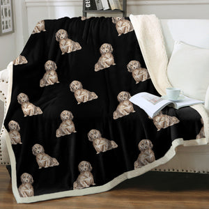 Watercolor Long Haired Chocolate Cream Dachshund Blanket - 8 Colors-Blanket-Bedding, Blankets, Dachshund, Home Decor-7