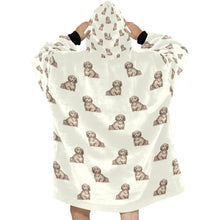 Load image into Gallery viewer, Watercolor Long Haired Chocolate Cream Dachshund Blanket Hoodie-Blanket-Apparel, Blanket Hoodie, Blankets, Dachshund, Dog Mom Gifts-13