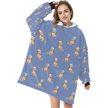 Load image into Gallery viewer, Watercolor Long Haired Chocolate Cream Dachshund Blanket Hoodie-Blanket-Apparel, Blanket Hoodie, Blankets, Christmas, Dachshund, Dog Mom Gifts-19