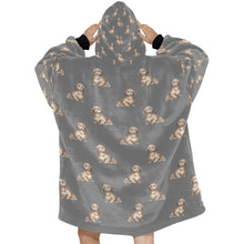 Load image into Gallery viewer, Watercolor Long Haired Chocolate Cream Dachshund Blanket Hoodie-Blanket-Apparel, Blanket Hoodie, Blankets, Dachshund, Dog Mom Gifts-28