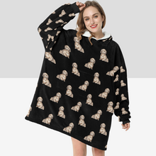 Load image into Gallery viewer, Watercolor Long Haired Chocolate Cream Dachshund Blanket Hoodie-Blanket-Apparel, Blanket Hoodie, Blankets, Dachshund, Dog Mom Gifts-7