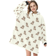 Load image into Gallery viewer, Watercolor Long Haired Chocolate Cream Dachshund Blanket Hoodie-Blanket-Apparel, Blanket Hoodie, Blankets, Dachshund, Dog Mom Gifts-1