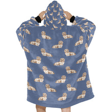 Load image into Gallery viewer, Watercolor Long Haired Cream Dachshunds Blanket Hoodie-Blanket-Apparel, Blanket Hoodie, Blankets, Dachshund, Dog Mom Gifts-25