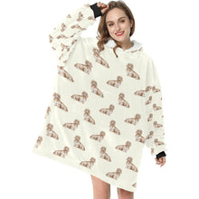 Load image into Gallery viewer, Watercolor Long Haired Cream Dachshunds Blanket Hoodie-Blanket-Apparel, Blanket Hoodie, Blankets, Dachshund, Dog Mom Gifts-1