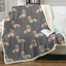 Load image into Gallery viewer, Watercolor Long Haired Cream Dachshunds Christmas Blanket - 8 Colors-Blanket-Bedding, Blankets, Christmas, Dachshund, Home Decor-21