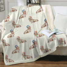 Load image into Gallery viewer, Watercolor Long Haired Cream Dachshunds Christmas Blanket - 8 Colors-Blanket-Bedding, Blankets, Christmas, Dachshund, Home Decor-2