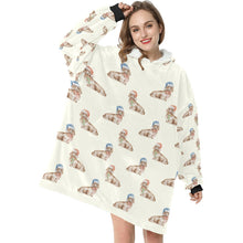 Load image into Gallery viewer, Watercolor Long Haired Cream Dachshunds Christmas Blanket Hoodie-Blanket-Apparel, Blanket Hoodie, Blankets, Christmas, Dachshund, Dog Mom Gifts-4