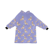 Load image into Gallery viewer, Watercolor Long Haired Cream Dachshunds Christmas Blanket Hoodie-Blanket-Apparel, Blanket Hoodie, Blankets, Christmas, Dachshund, Dog Mom Gifts-CornflowerBlue_1-ONE SIZE-25