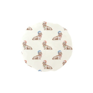Watercolor Long Haired Cream Dachshunds Christmas Elastic Reusable Shower Caps-Accessories-Accessories, Christmas, Dachshund, Dog Mom Gifts-Ivory4-ONE SIZE-1
