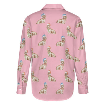 Watercolor Long Haired Cream Dachshunds Christmas Women's Shirt-Apparel-Apparel, Christmas, Dachshund, Dog Mom Gifts, Shirt-18