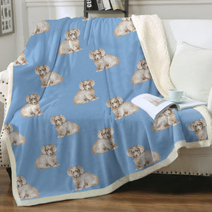 Watercolor Long Haired Wheaton Cream Dachshunds Blanket - 8 Colors-Blanket-Bedding, Blankets, Home Decor-12