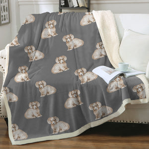 Watercolor Long Haired Wheaton Cream Dachshunds Blanket - 8 Colors-Blanket-Bedding, Blankets, Home Decor-11