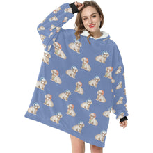 Load image into Gallery viewer, Watercolor Long Haired Wheaton Cream Dachshunds Christmas Blanket Hoodie-Blanket-Apparel, Blanket Hoodie, Blankets, Christmas, Dachshund, Dog Mom Gifts-19