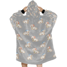 Load image into Gallery viewer, Watercolor Long Haired Wheaton Cream Dachshunds Christmas Blanket Hoodie-Blanket-Apparel, Blanket Hoodie, Blankets, Christmas, Dachshund, Dog Mom Gifts-32