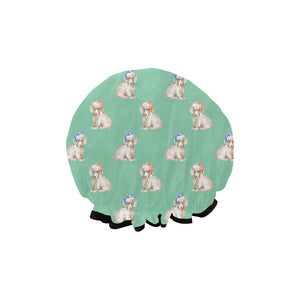 Watercolor Long Haired Wheaton Cream Dachshunds Christmas Elastic Reusable Shower Caps-Accessories-Accessories, Christmas, Dachshund, Dog Mom Gifts-22