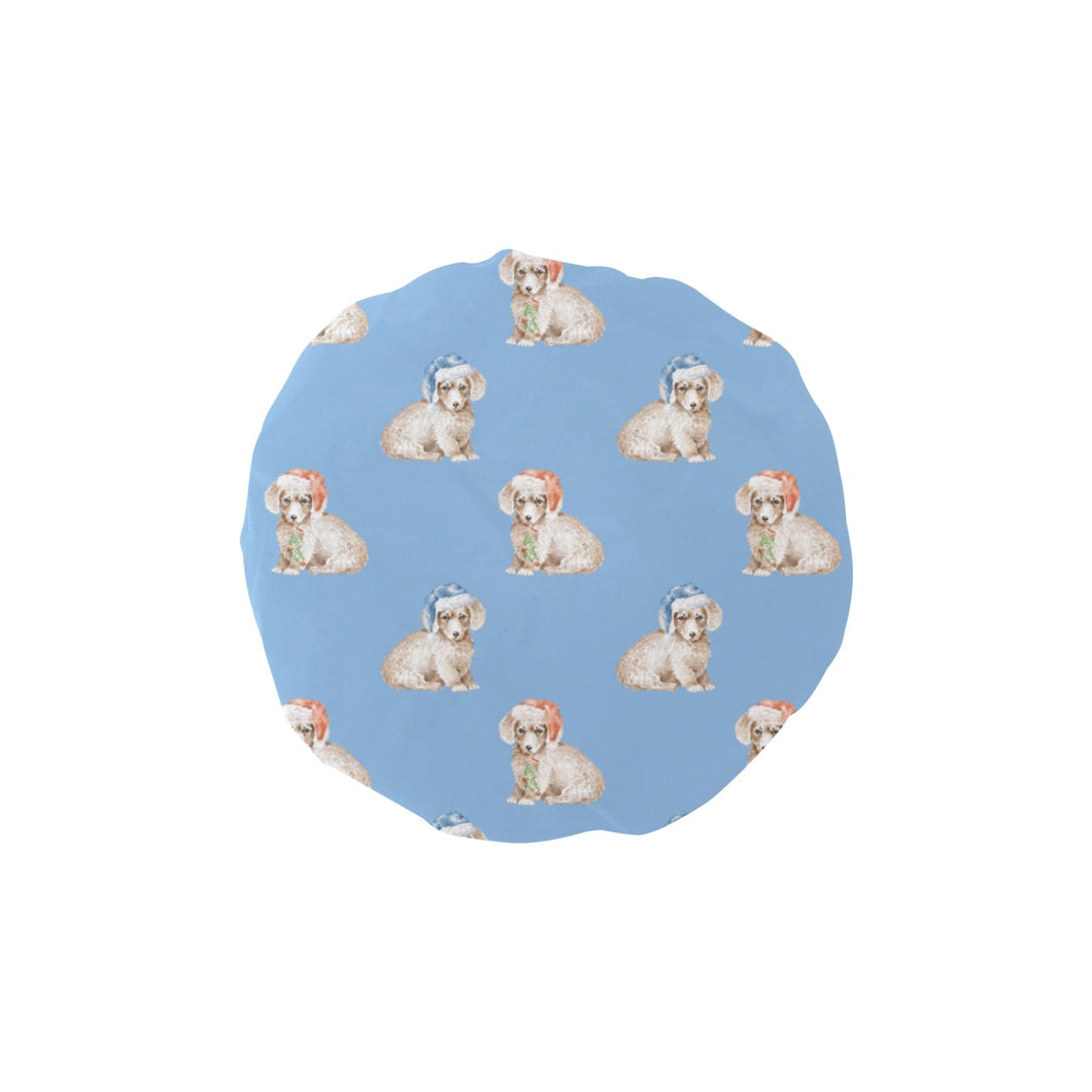 Watercolor Long Haired Wheaton Cream Dachshunds Christmas Elastic Reusable Shower Caps-Accessories-Accessories, Christmas, Dachshund, Dog Mom Gifts-LightSkyBlue-ONE SIZE-13