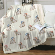 Load image into Gallery viewer, Watercolor Long Haired Wheaton Cream Dachshunds Christmas Fleece Blankets-Blanket-Bedding, Blankets, Christmas, Dachshund, Home Decor-3