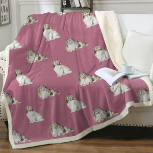 Watercolor Mahogany Sable Shelties Collies Fleece Blanket - 8 Colors-Blanket-Bedding, Blankets, Home Decor, Rough Collie, Shetland Sheepdog-Dusty Pink-Single-18